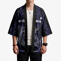 Personalised New Zealand Aotearoa Kimono Blue Marlin Fishing Maori Pattern