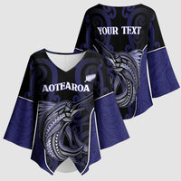 Personalised New Zealand Aotearoa Kimono Sleeve Blouse Blue Marlin Fishing Maori Pattern LT05 - Polynesian Pride