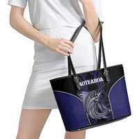 New Zealand Aotearoa Leather Tote Bag Blue Marlin Fishing Maori Pattern LT05 - Polynesian Pride