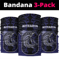 New Zealand Aotearoa Neck Gaiter Blue Marlin Fishing Maori Pattern LT05 package One Size: 25*50cm Black - Polynesian Pride