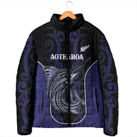 Personalised New Zealand Aotearoa Padded Jacket Blue Marlin Fishing Maori Pattern LT05 - Polynesian Pride