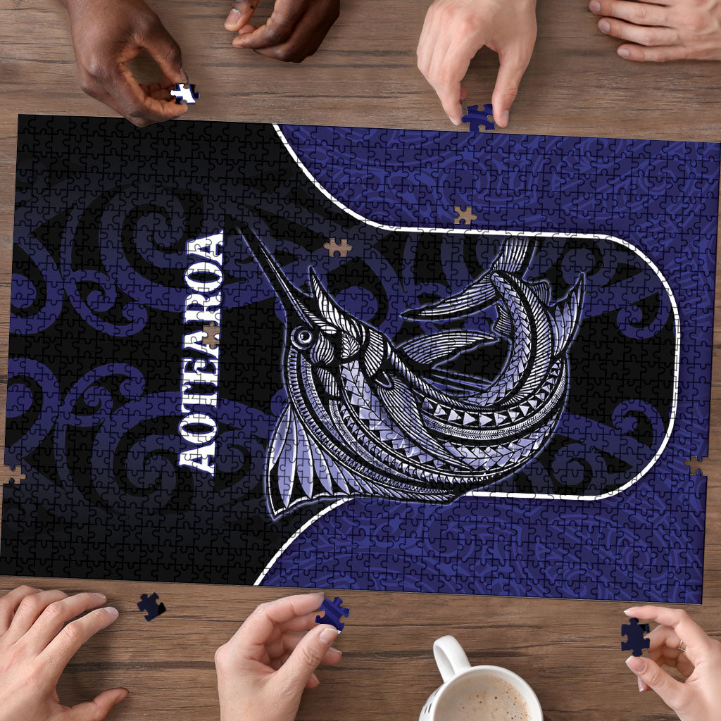 New Zealand Aotearoa Puzzle Blue Marlin Fishing Maori Pattern LT05 - Polynesian Pride