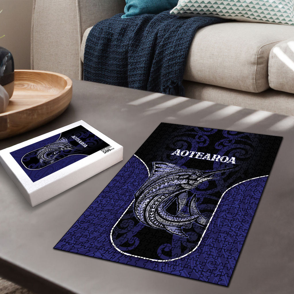 New Zealand Aotearoa Puzzle Blue Marlin Fishing Maori Pattern LT05 - Polynesian Pride