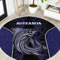 New Zealand Aotearoa Round Carpet Blue Marlin Fishing Maori Pattern