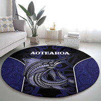 New Zealand Aotearoa Round Carpet Blue Marlin Fishing Maori Pattern