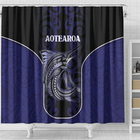 New Zealand Aotearoa Shower Curtain Blue Marlin Fishing Maori Pattern LT05 - Polynesian Pride