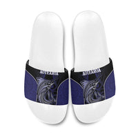 New Zealand Aotearoa Slide Sandals Blue Marlin Fishing Maori Pattern LT05 Black - Polynesian Pride