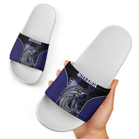 New Zealand Aotearoa Slide Sandals Blue Marlin Fishing Maori Pattern LT05 - Polynesian Pride