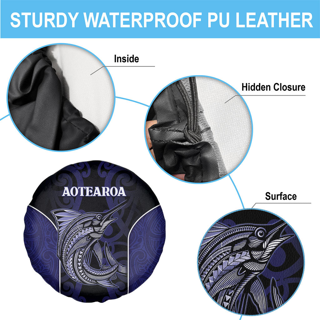 New Zealand Aotearoa Spare Tire Cover Blue Marlin Fishing Maori Pattern LT05 - Polynesian Pride