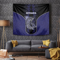 New Zealand Aotearoa Tapestry Blue Marlin Fishing Maori Pattern LT05 Black - Polynesian Pride