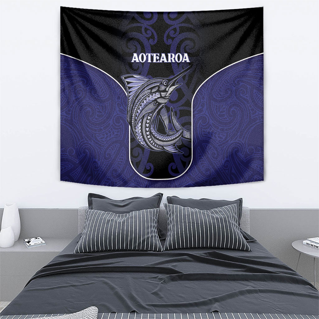 New Zealand Aotearoa Tapestry Blue Marlin Fishing Maori Pattern LT05 - Polynesian Pride