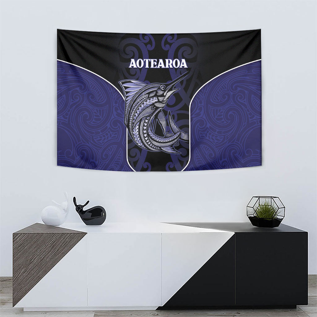 New Zealand Aotearoa Tapestry Blue Marlin Fishing Maori Pattern LT05 - Polynesian Pride