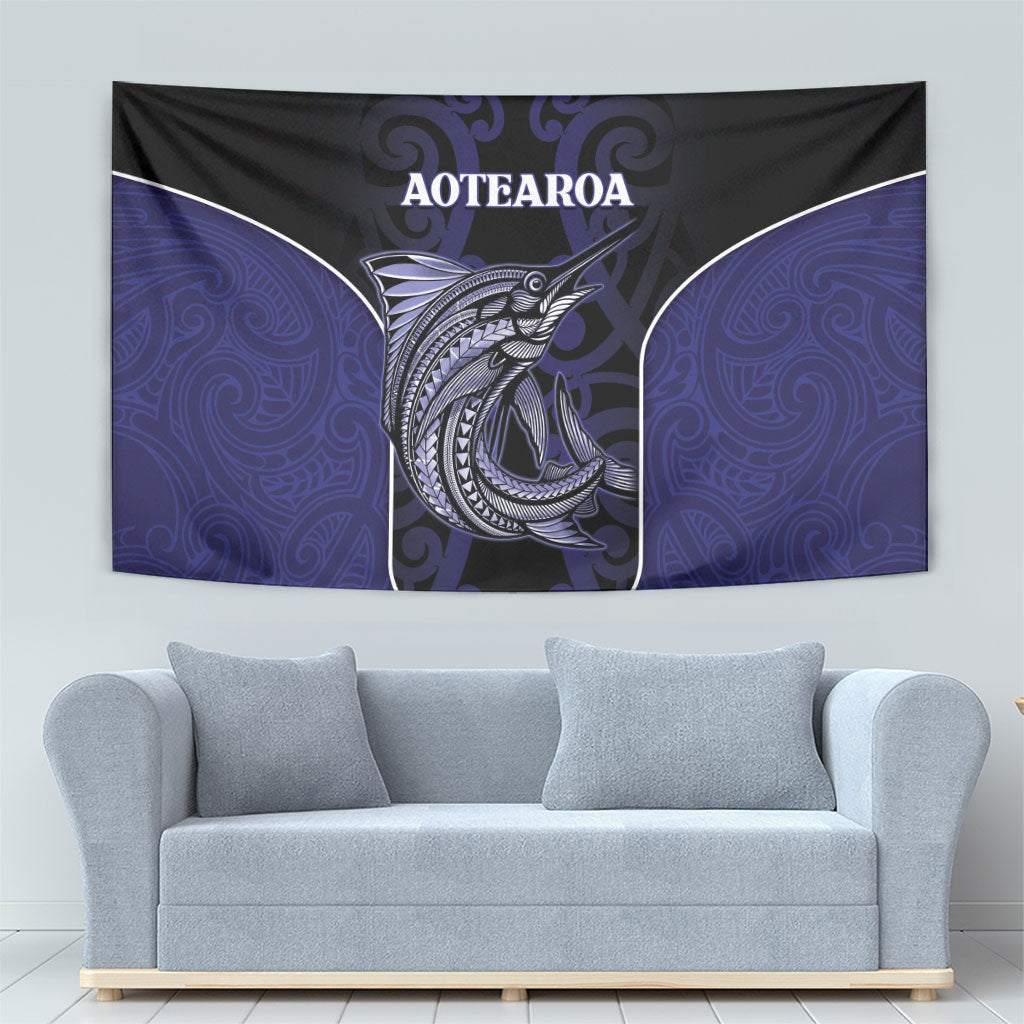 New Zealand Aotearoa Tapestry Blue Marlin Fishing Maori Pattern LT05 - Polynesian Pride