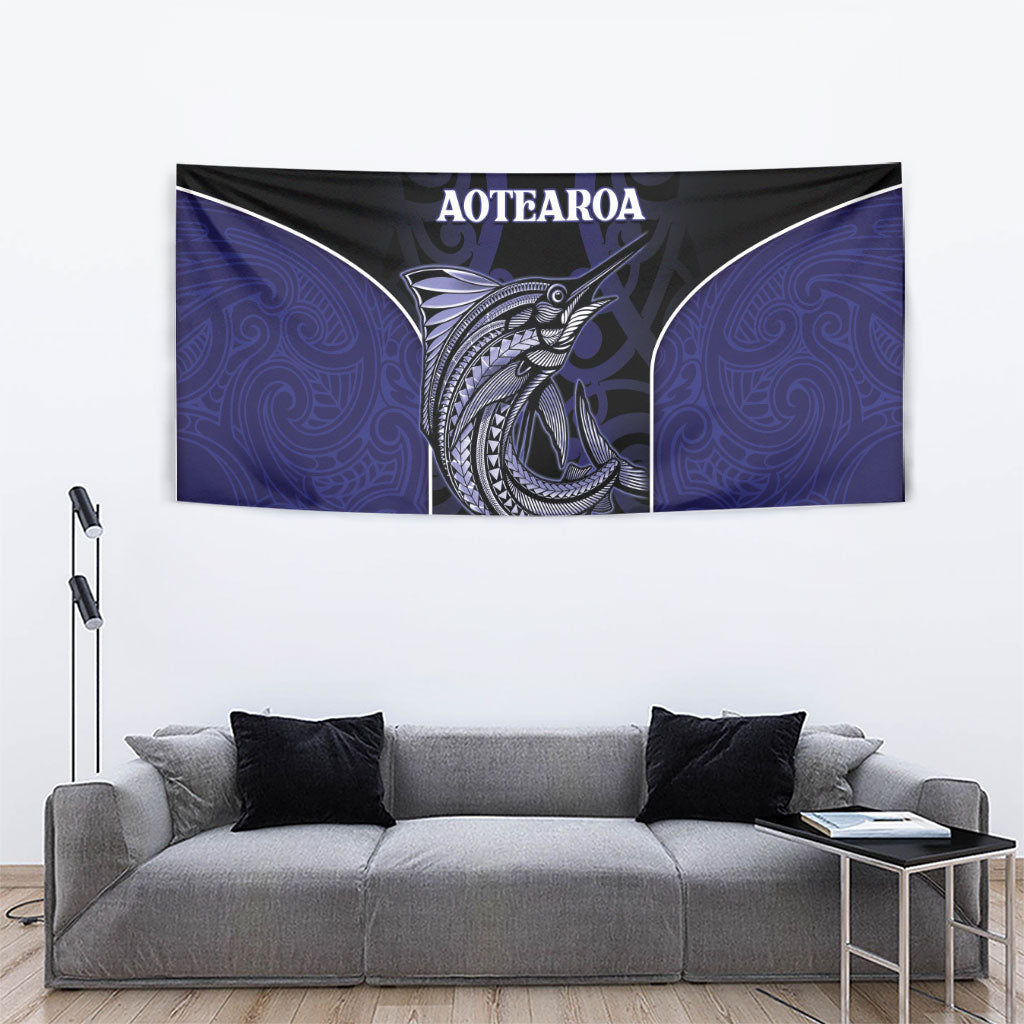 New Zealand Aotearoa Tapestry Blue Marlin Fishing Maori Pattern LT05 - Polynesian Pride