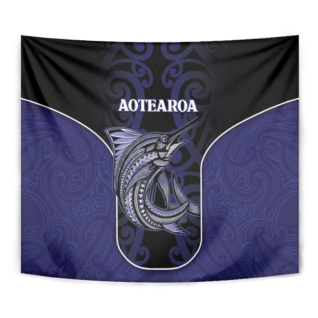 New Zealand Aotearoa Tapestry Blue Marlin Fishing Maori Pattern LT05 - Polynesian Pride