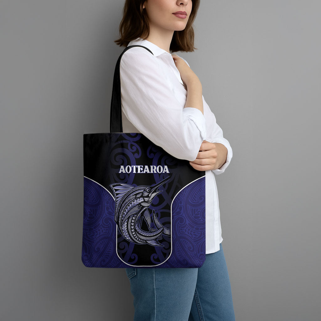 New Zealand Aotearoa Tote Bag Blue Marlin Fishing Maori Pattern LT05 - Polynesian Pride