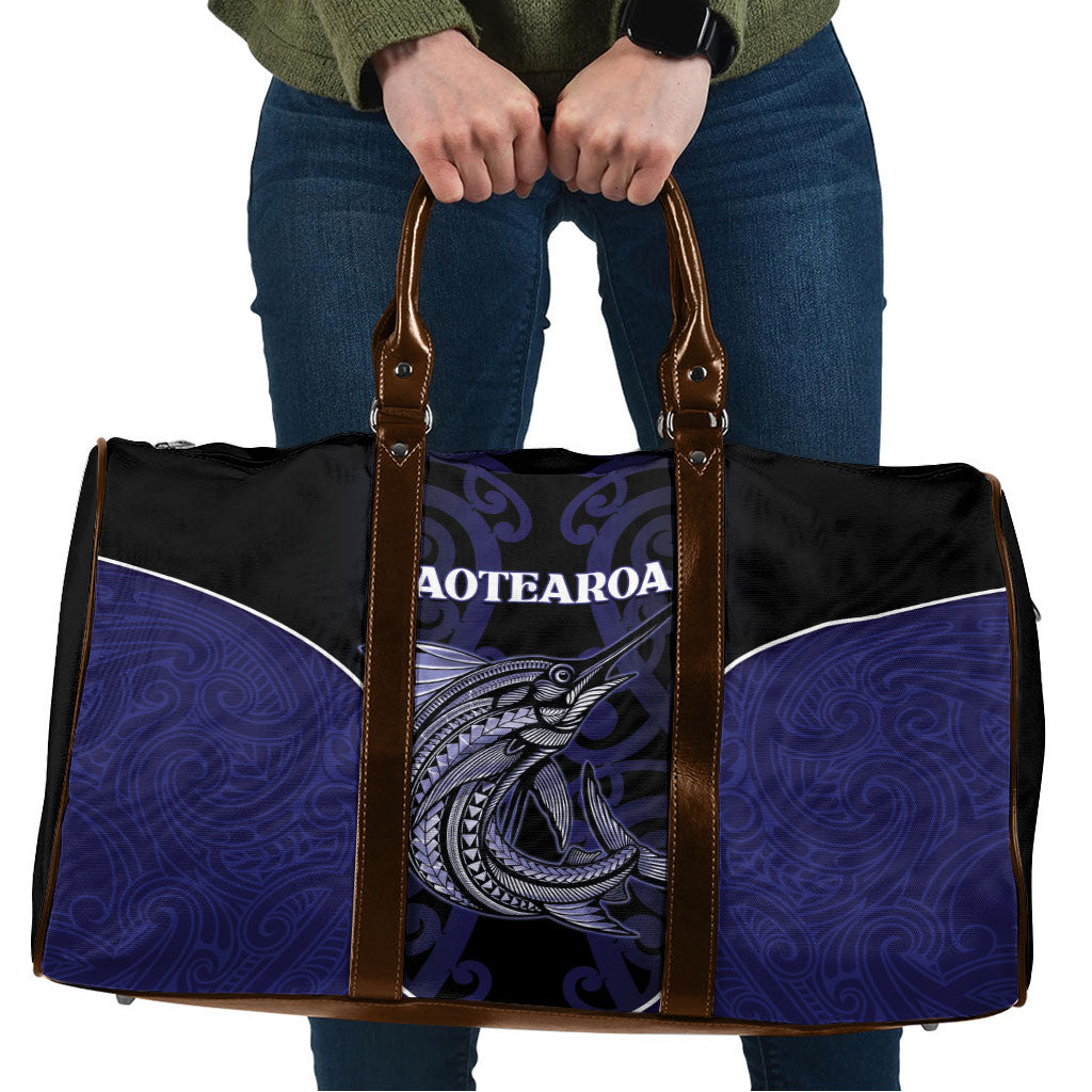 New Zealand Aotearoa Travel Bag Blue Marlin Fishing Maori Pattern LT05 Black - Polynesian Pride