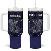 Personalised New Zealand Aotearoa Tumbler With Handle Blue Marlin Fishing Maori Pattern