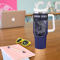 Personalised New Zealand Aotearoa Tumbler With Handle Blue Marlin Fishing Maori Pattern