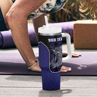 Personalised New Zealand Aotearoa Tumbler With Handle Blue Marlin Fishing Maori Pattern