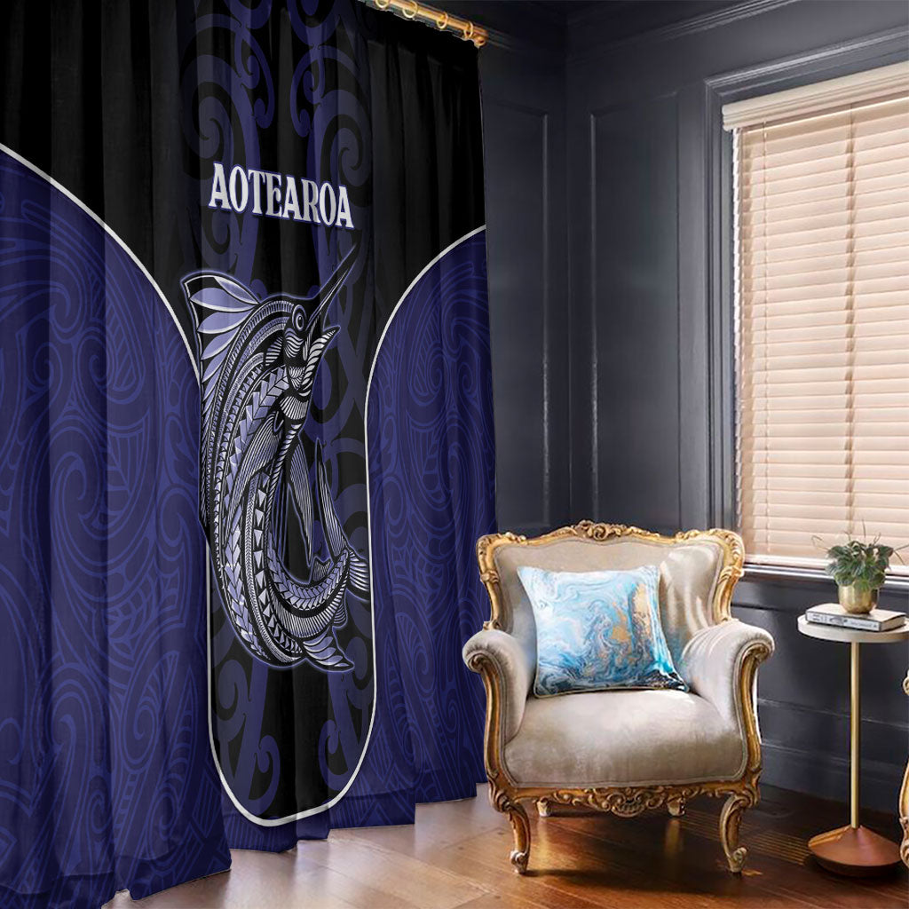 New Zealand Aotearoa Window Curtain Blue Marlin Fishing Maori Pattern LT05 - Polynesian Pride