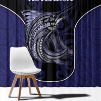 New Zealand Aotearoa Window Curtain Blue Marlin Fishing Maori Pattern LT05 - Polynesian Pride
