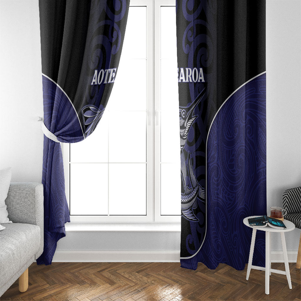 New Zealand Aotearoa Window Curtain Blue Marlin Fishing Maori Pattern LT05 - Polynesian Pride