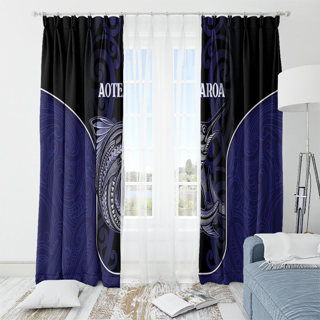 New Zealand Aotearoa Window Curtain Blue Marlin Fishing Maori Pattern LT05 - Polynesian Pride