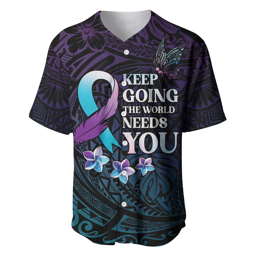 Polynesia Suicide Prevention Awareness Baseball Jersey Keep Going The World Needs You