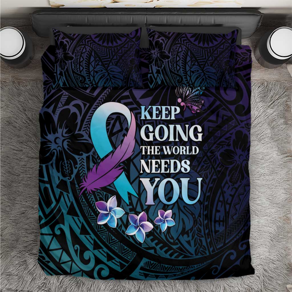 Polynesia Suicide Prevention Awareness Bedding Set Keep Going The World Needs You