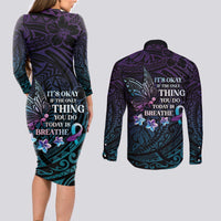 Polynesia Suicide Prevention Awareness Couples Matching Long Sleeve Bodycon Dress and Long Sleeve Button Shirt Keep Going The World Needs You LT05 - Polynesian Pride