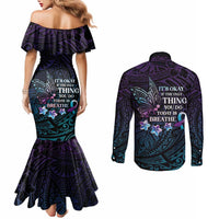 Polynesia Suicide Prevention Awareness Couples Matching Mermaid Dress and Long Sleeve Button Shirt Keep Going The World Needs You LT05 - Polynesian Pride