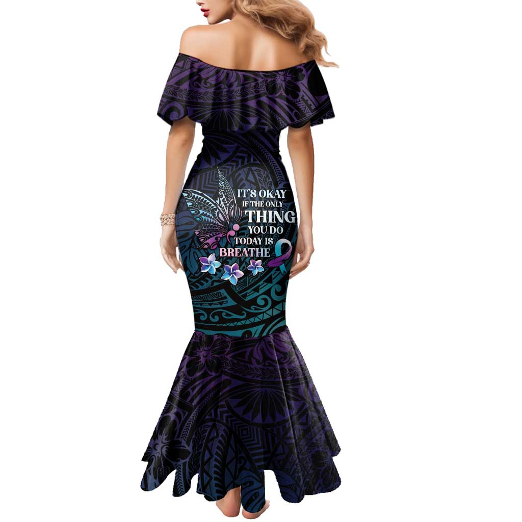 Polynesia Suicide Prevention Awareness Family Matching Mermaid Dress and Hawaiian Shirt Keep Going The World Needs You LT05 - Polynesian Pride
