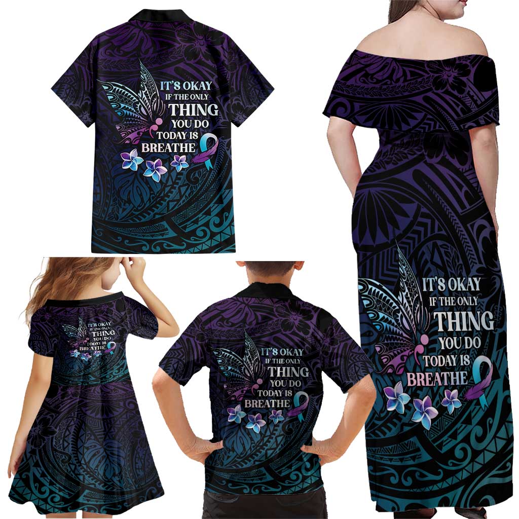Polynesia Suicide Prevention Awareness Family Matching Off Shoulder Maxi Dress and Hawaiian Shirt Keep Going The World Needs You LT05 - Polynesian Pride