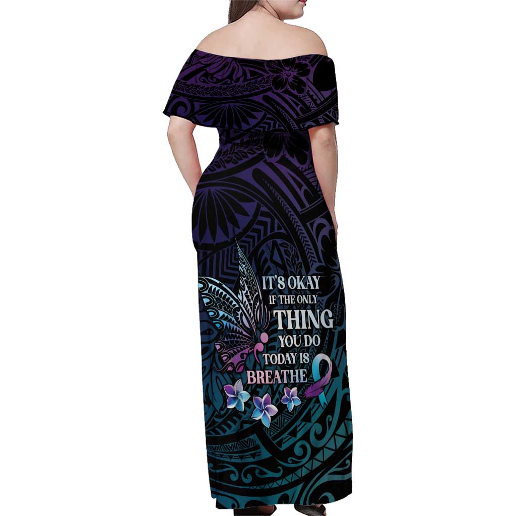 Polynesia Suicide Prevention Awareness Family Matching Off Shoulder Maxi Dress and Hawaiian Shirt Keep Going The World Needs You LT05 - Polynesian Pride