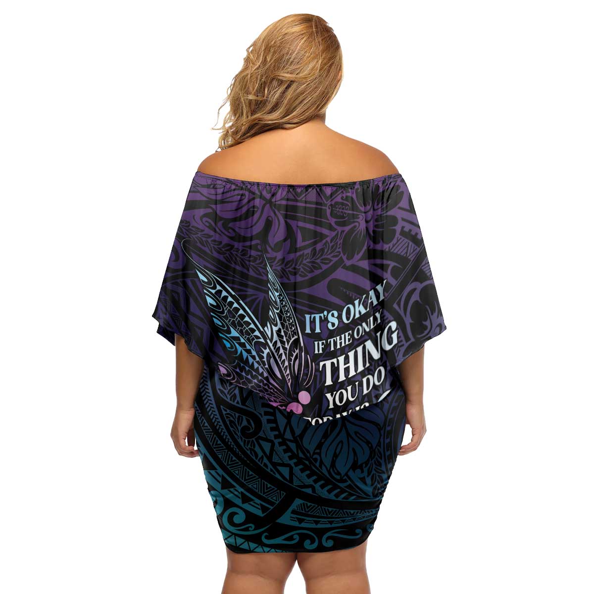 Polynesia Suicide Prevention Awareness Family Matching Off Shoulder Short Dress and Hawaiian Shirt Keep Going The World Needs You LT05 - Polynesian Pride