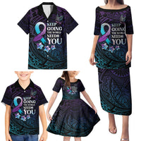 Polynesia Suicide Prevention Awareness Family Matching Puletasi and Hawaiian Shirt Keep Going The World Needs You LT05 - Polynesian Pride