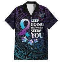 Polynesia Suicide Prevention Awareness Family Matching Puletasi and Hawaiian Shirt Keep Going The World Needs You LT05 Dad's Shirt - Short Sleeve Purple - Polynesian Pride