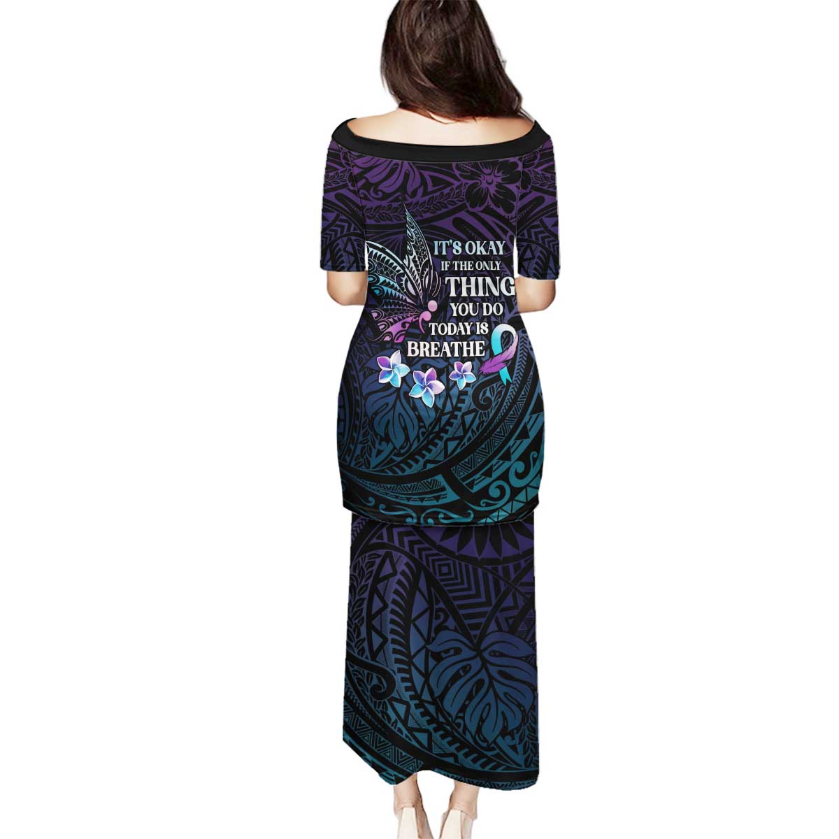 Polynesia Suicide Prevention Awareness Family Matching Puletasi and Hawaiian Shirt Keep Going The World Needs You LT05 - Polynesian Pride