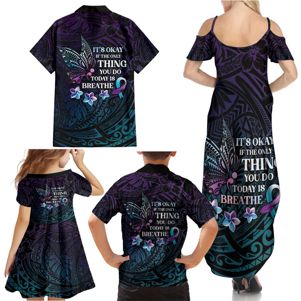 Polynesia Suicide Prevention Awareness Family Matching Summer Maxi Dress and Hawaiian Shirt Keep Going The World Needs You LT05 - Polynesian Pride
