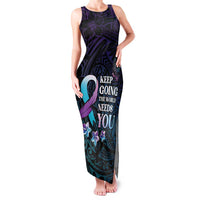 Polynesia Suicide Prevention Awareness Family Matching Tank Maxi Dress and Hawaiian Shirt Keep Going The World Needs You LT05 Mom's Dress Purple - Polynesian Pride