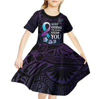Polynesia Suicide Prevention Awareness Kid Short Sleeve Dress Keep Going The World Needs You