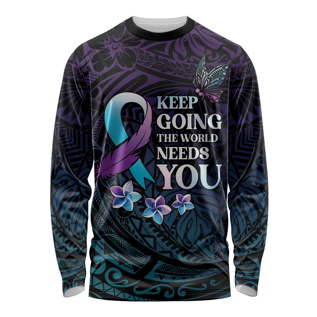 Polynesia Suicide Prevention Awareness Long Sleeve Shirt Keep Going The World Needs You