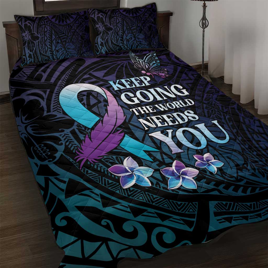 Polynesia Suicide Prevention Awareness Quilt Bed Set Keep Going The World Needs You