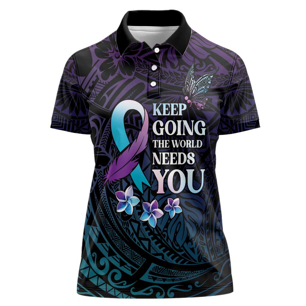 Polynesia Suicide Prevention Awareness Women Polo Shirt Keep Going The World Needs You