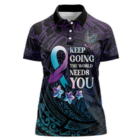 Polynesia Suicide Prevention Awareness Women Polo Shirt Keep Going The World Needs You