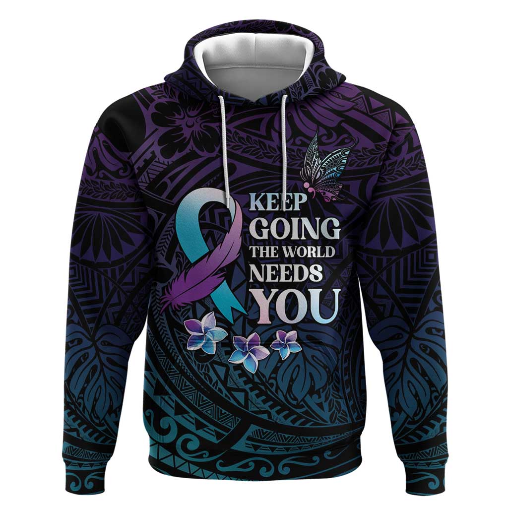 Polynesia Suicide Prevention Awareness Zip Hoodie Keep Going The World Needs You