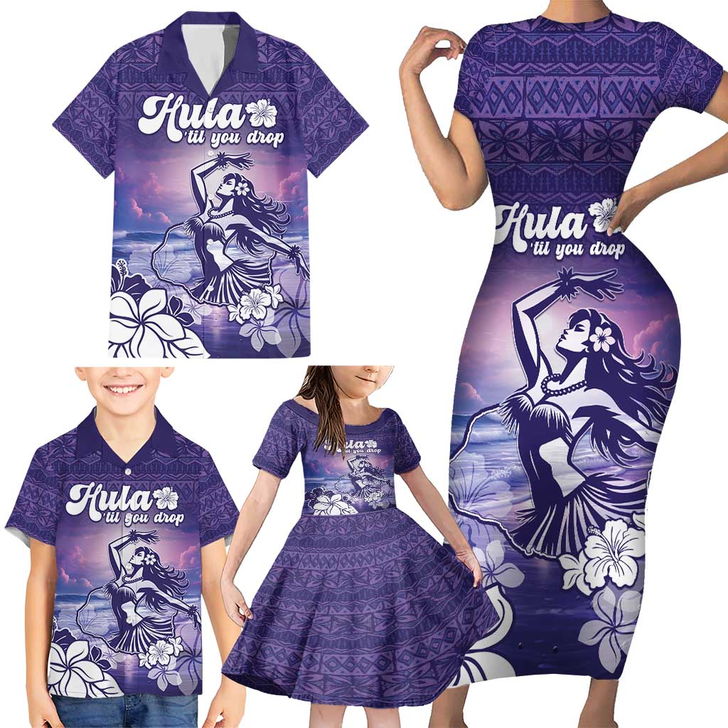 Aloha Hawaii Kauai Island Family Matching Short Sleeve Bodycon Dress and Hawaiian Shirt Hula Till You Drop LT05 - Polynesian Pride
