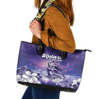 Aloha Hawaii Kauai Island Leather Tote Bag Hula Till You Drop LT05 Purple - Polynesian Pride