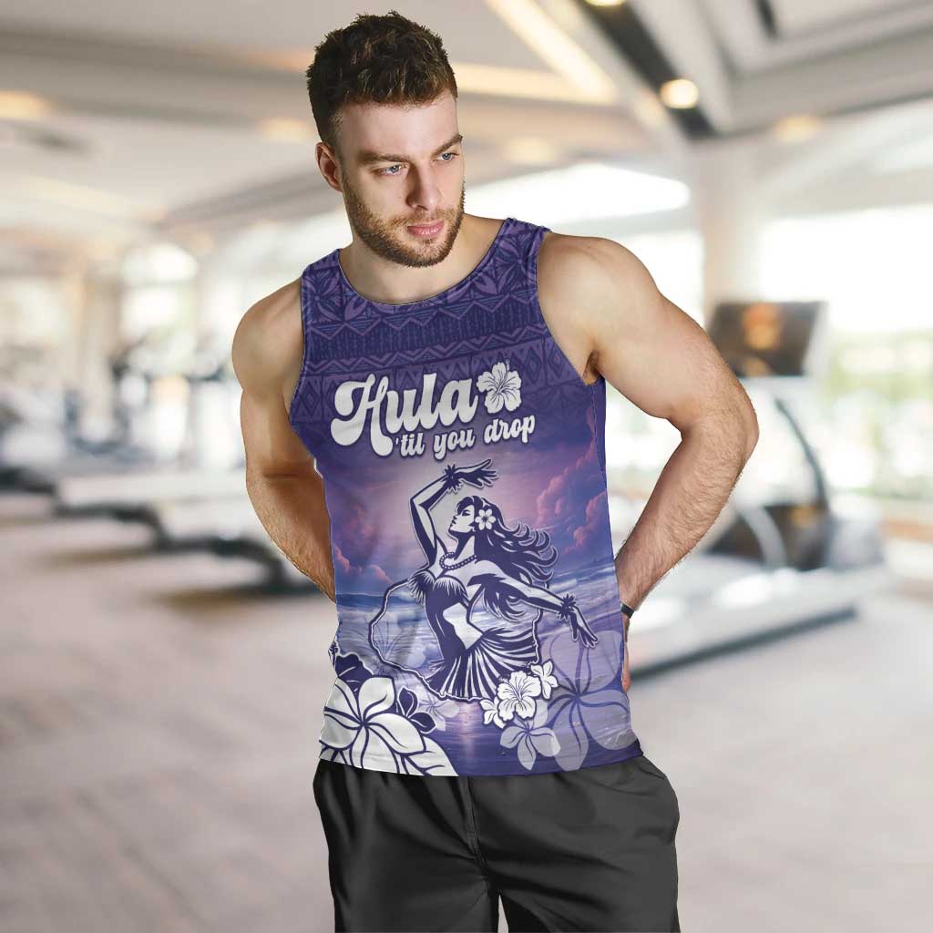 Aloha Hawaii Kauai Island Men Tank Top Hula Till You Drop LT05 Purple - Polynesian Pride